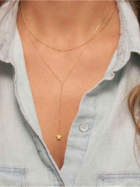 HOW Women's Multi layers Chain pendant Necklace Chain Choker Jewelry