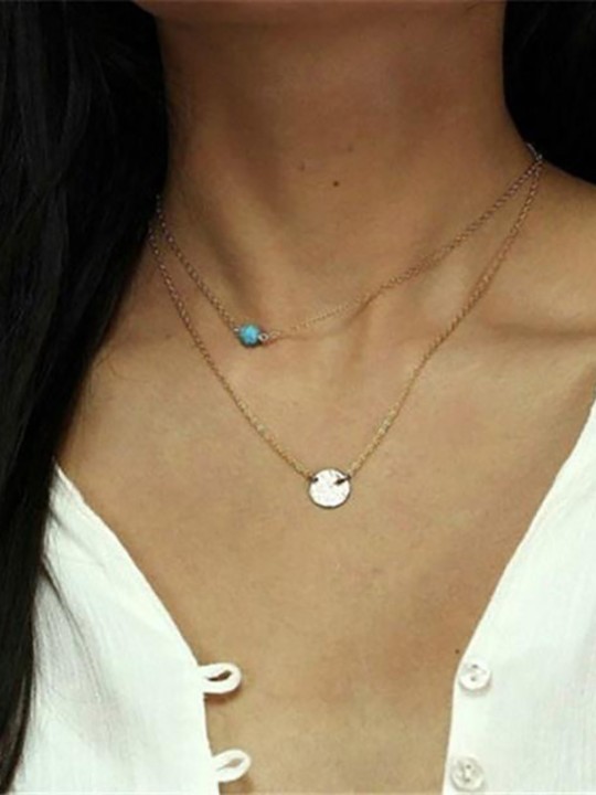 WIE Frauen Multi Schichten Kette Anhänger Halskette Kette Halsband Schmuck