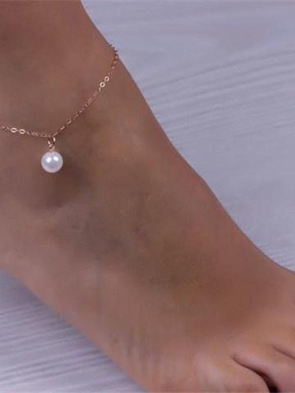 Sexiga kvinnor Pearl Pärla Ankelkedja Anklet Armband Fotsmycken Sandal Beach