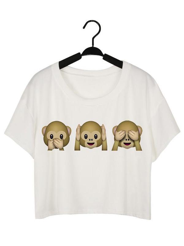 Naisten muoti 3D-digitaalinen sarjakuva Söpö vauva-apina-painatus Hihaton ohut liivi hihaton t-paita