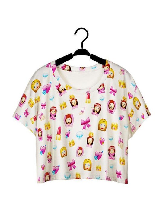 Moda feminina 3D Digital Dos Desenhos Animados Bonito Emoji Impressão Sem Mangas Fino Tanque Top Colheita T-shirt
