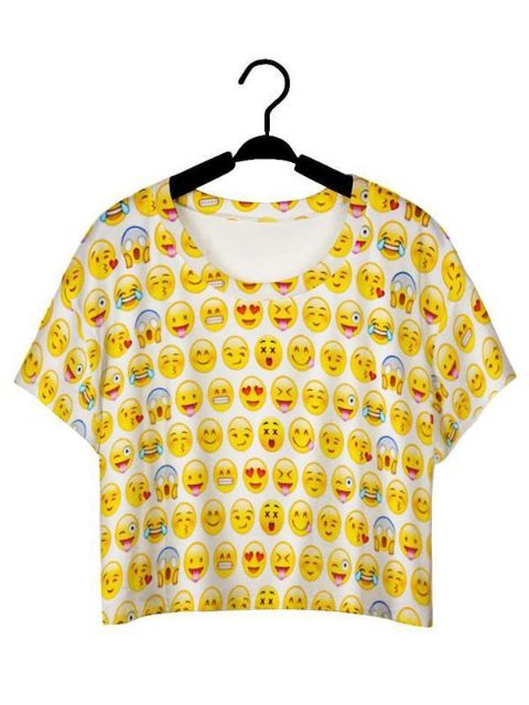 Dammodell 3D Digital tecknad söt rolig Emoji-tryck Ärmlös Slim Vest Tank Crop Top T-shirt