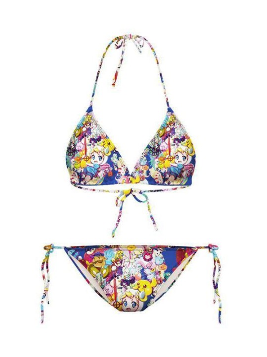 Bikini Cartoon Set com Almofada Removível Swimsuit Biquini Mulheres Swimwears Maiô