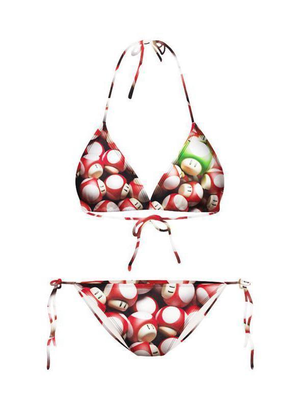 Mashroom Bikini Set with Removable Padding Swimsuit Biquini Women Swimwears Bathing Suit