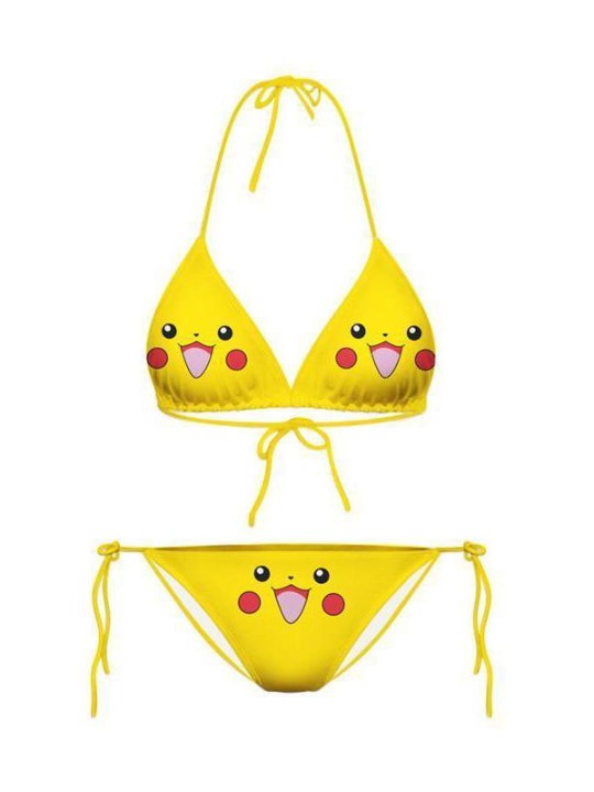 Pikachu Bikini Set avec rembourrage amovible Maillot de bain Biquini Femme Maillots de bain Maillot de bain