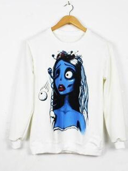 New Fashion keleton Print Women Retro Vintage Punk Autumn Pullover Sweatshirts & Hoodies