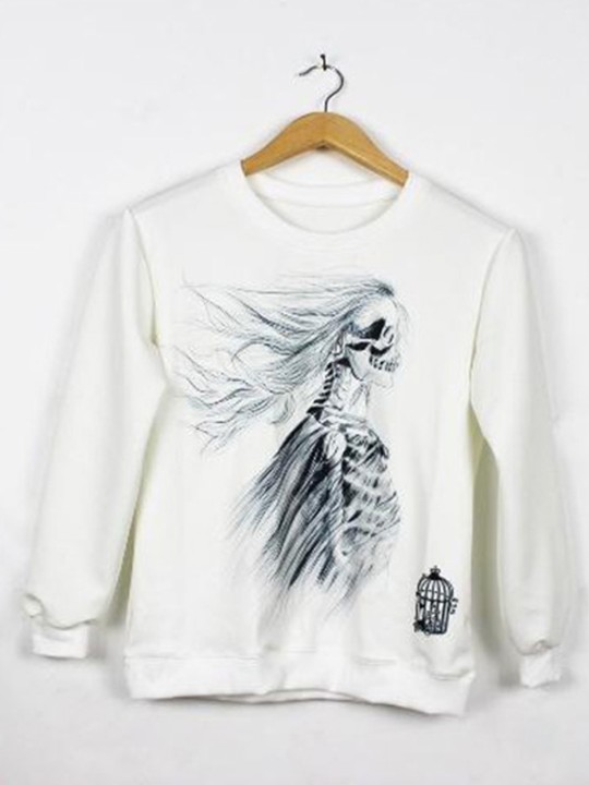 New Fashion  Print Women Retro Vintage Punk Autumn Pullover Sweatshirts & Hoodies