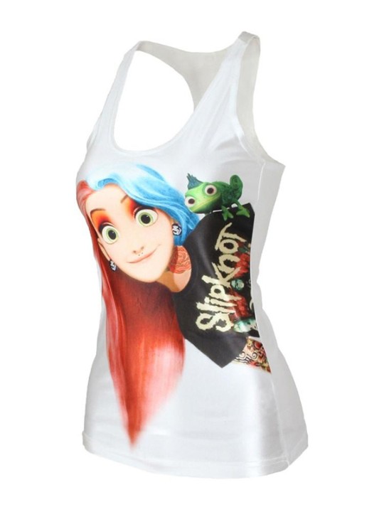 Princesa del tema de la moda impresión Tank Top Gothic Punk Clubwear