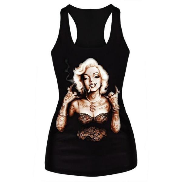 Mode Digital Print Gothic Steampunk Theme rauchen Tank Top Bodysuit Clubwear