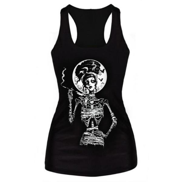 Mode squelette beauté impression numérique gothique Steampunk débardeur body femmes Clubwear