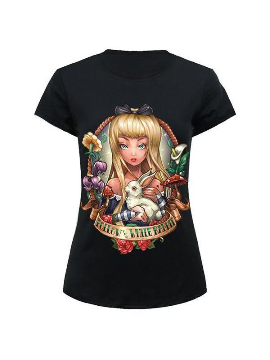 T-shirt décontracté à col rond et motif imprimé Alice