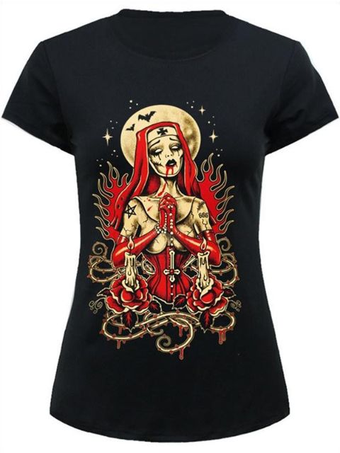 Tops Sexy moda mujer princesa Zombie Nurse Digital manga impresa Tee verano camisetas