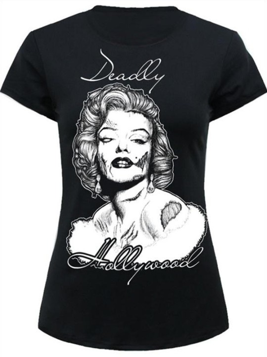 Damenmode Sexy Tops Prinzessin Deadly Hollywood Digital bedruckte Ärmel T-Shirt Sommer T-Shirts