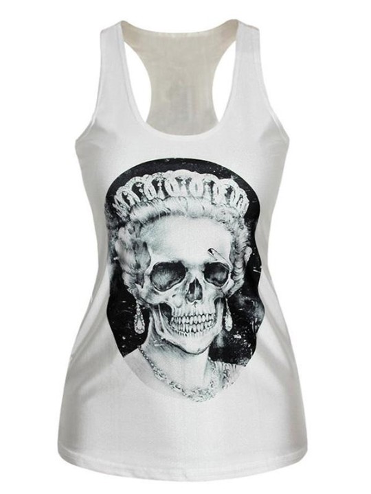 Naisten kultakuningatar, digitaalinen painettu hihaton t-paita, liivi topit (valkoinen)