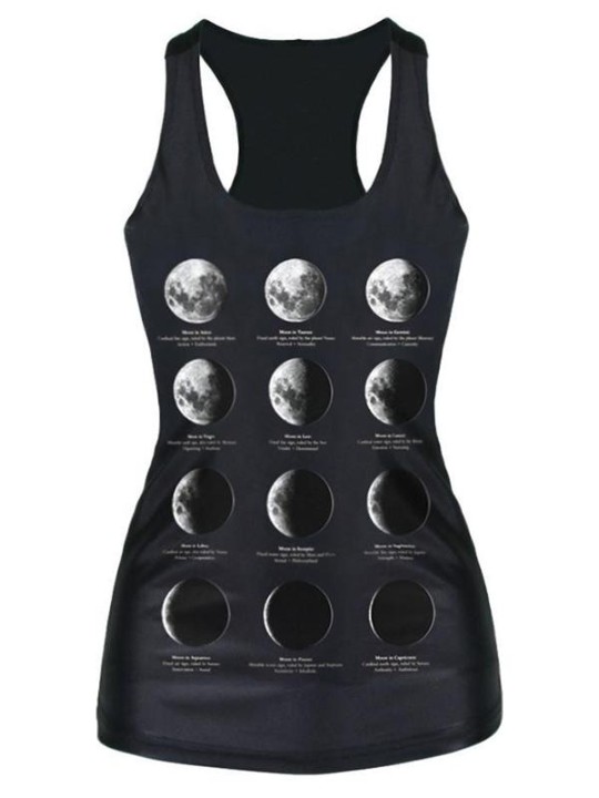2015 Unisex 3D Digital Mond Eclipse Print Schlank Weste Tank T-shirt Gothic Top Clubwear