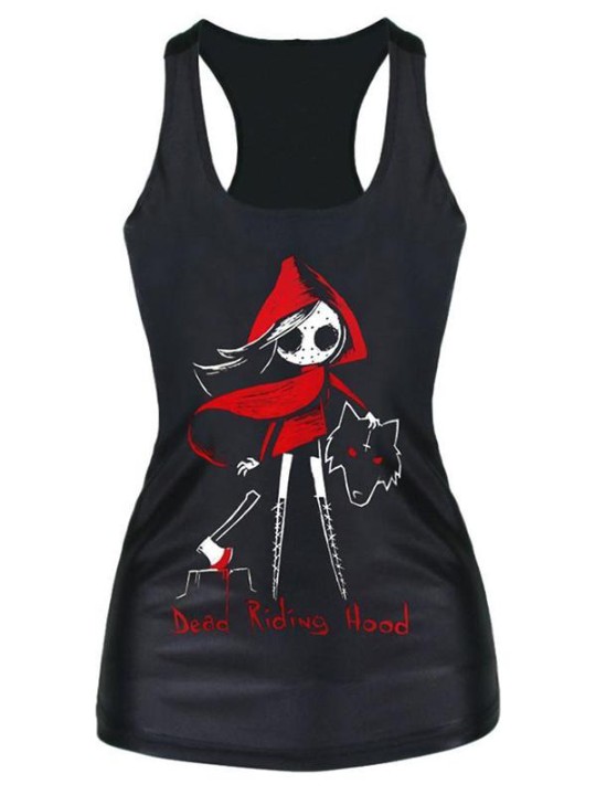 2015 Unisex 3D Digital Dead Riding Hood Print Schlank Weste Tank T-shirt Gothic Top Clubwear