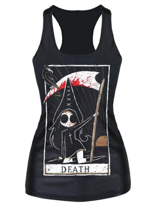 2015 Unisex 3D Digital Death Print Slim Vest Tank T-shirt Gothic Top Clubwear