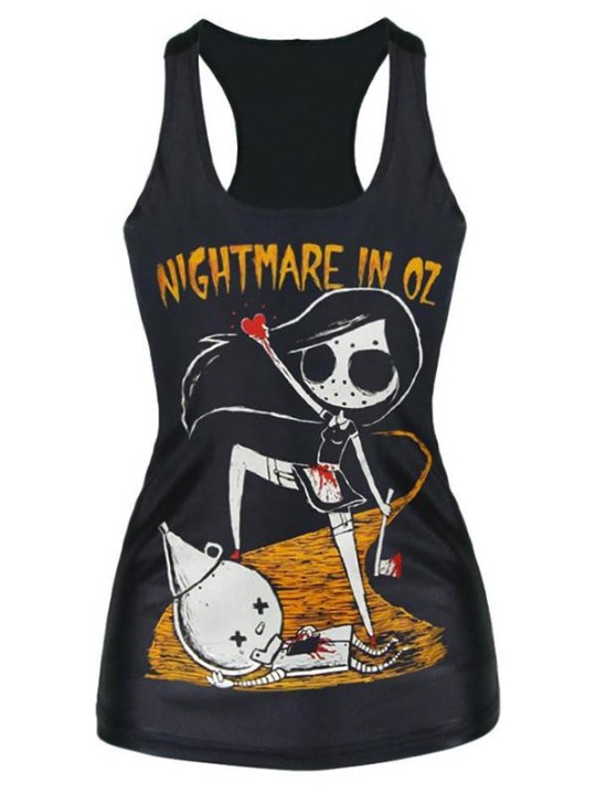 2015 Unisex 3D Digital Nightmare in OZ Print Schlank Weste Tank T-shirt Gothic Top Clubwear