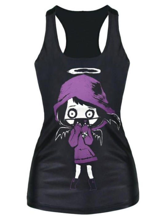 2015 Unisex 3D Digital Cartton Dark Angel Print Slim Vest Tank -paita Gothic Top Clubwear