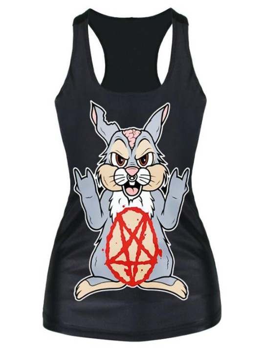 2015 Unisex 3D Cartton Bug Print Slim chaleco camiseta sin mangas gótico Top Clubwear