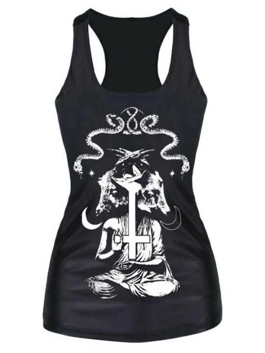 2015 Unisex 3D Cartton Wolf Cross Print Slim camiseta chaleco Tank Gothic Top Clubwear