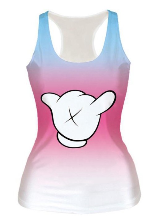 Moda mujer Unisex 3D Digital Cartoon Divertido Emoji Broma Imprimir sin mangas Slim Fashion Chaleco Tank T-shirt