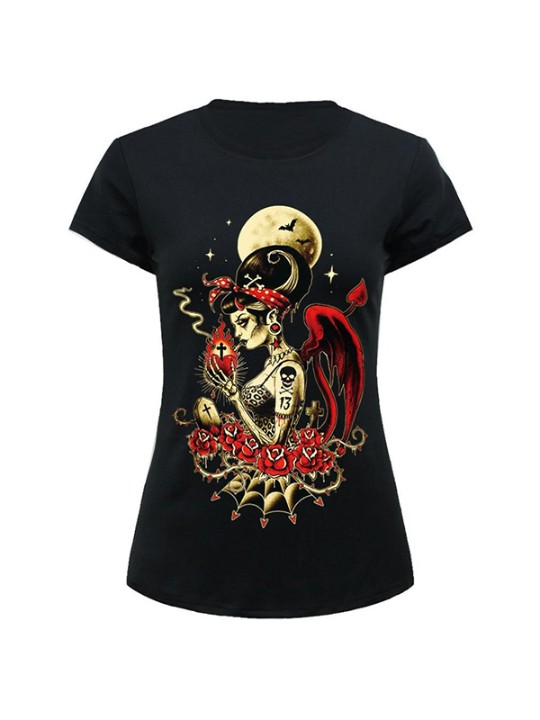 Naisten muoti lyhythihainen kesä löysä musta t-paita pusero