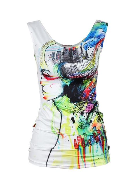 BMX0007- Débardeurs en soie de lait sans manches pour femmes aquarelle Galaxy