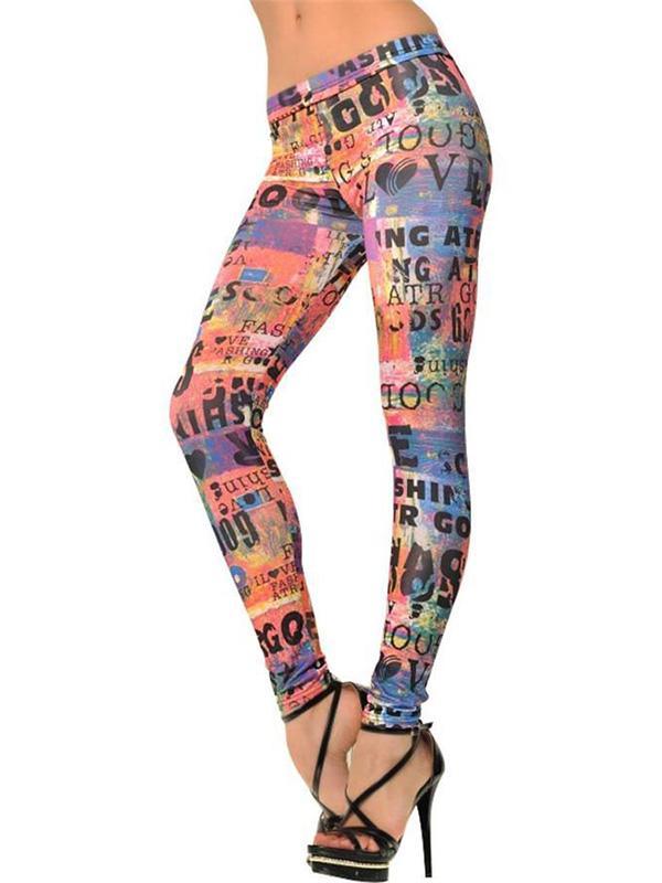 Estampado gótico punky de las mujeres Legging delgado sin pies del tobillo