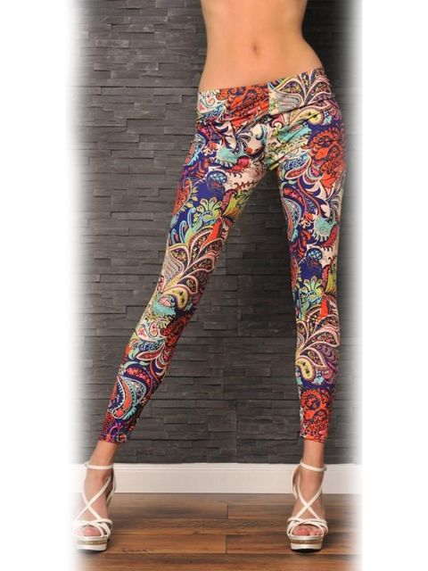 Mode GYPSY PAISLEY &amp; ROSES LEGGINGS DESIGNER KVALITET BOHO Bukser Tights O / S