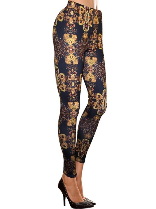 Mode Trendiga Darque Floral Gothic Punk Print Skinny Pants Leggings Tights