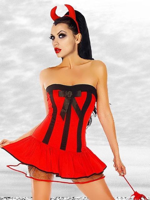 Lingerie de mode pour femmes Diable Rouge Fille Femmes Costume Adulte Robe Bandeau