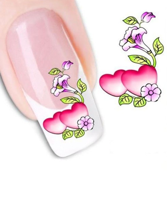 Kvinders mode One Sheet rødt hjerte blomster blomsternegle kunst klistermærker Decals dekorationer