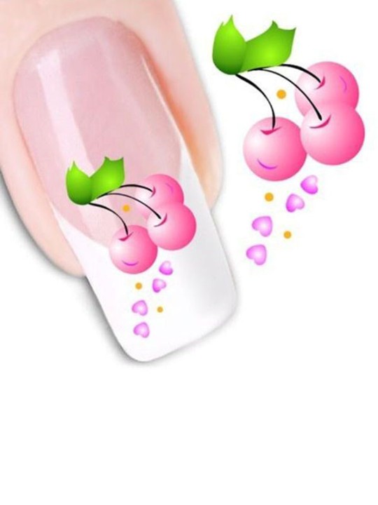 Damenmode ein Blatt rosa Kirsche Nail Art Aufkleber Decals Dekorationen