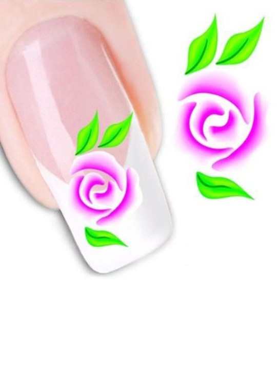 Damenmode ein Blatt lila Rose Nail Art Aufkleber Decals Dekorationen