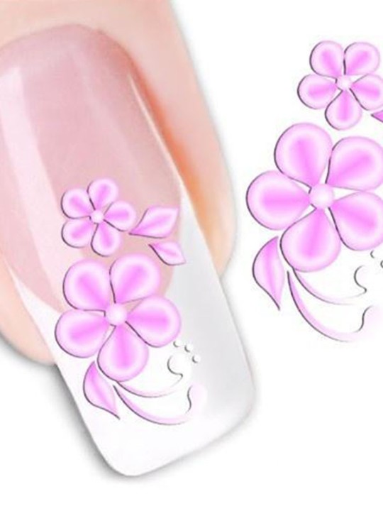 Mode féminine une feuille rose Sakura Nail Art autocollants Stickers décorations