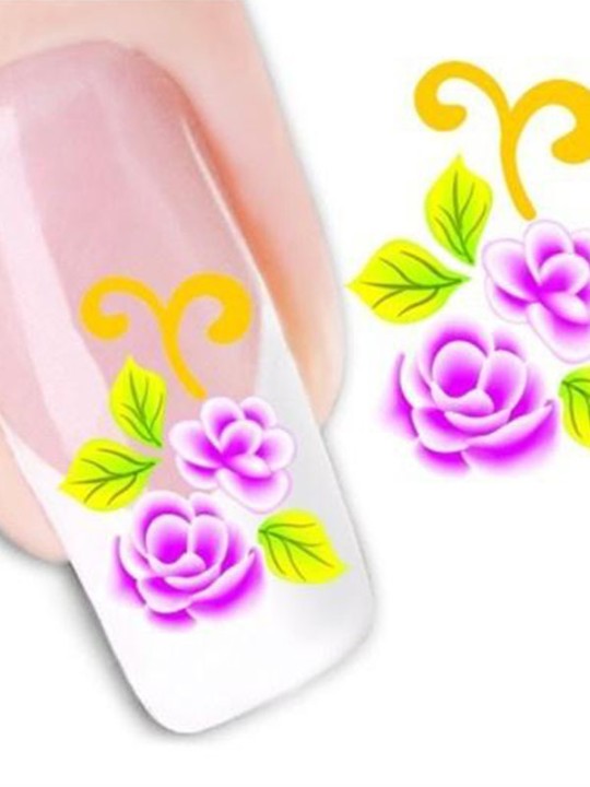 Mode féminine une feuille pourpre Floral Nail Art Stickers Stickers décorations