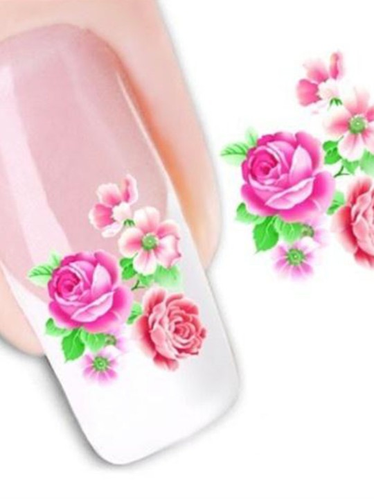 Naisten muoti yhden arkin punainen kukka kynsitaide Tarrat Tarrat