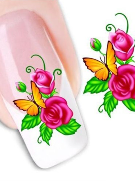 Naisten muoti yhden arkin punainen kukka kynsitaide Tarrat Tarrat