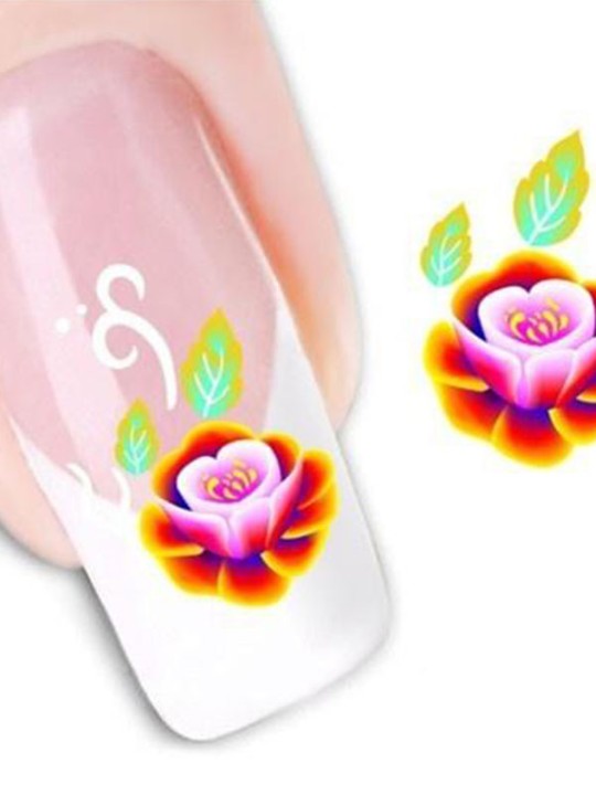 Damenmode ein Blatt rosa Blumen Floral Nail Art Aufkleber Decals Dekorationen