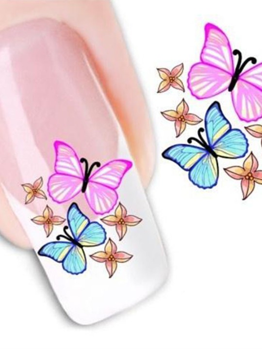 Dammode Ett ark Butterfly Nail Art Stickers Dekaler Dekorationer