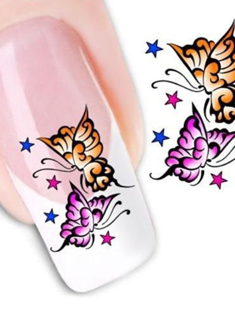 Women's Fashion One Sheet Colorful Butterfly Nail Art Stickers Decals Decorations