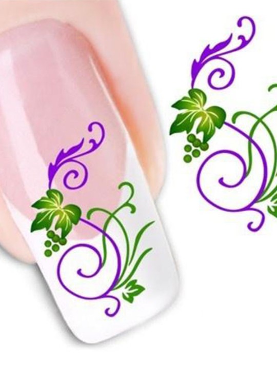 Acessório de uma das mulheres roxo Floral Nail Art adesivos decalques decorações