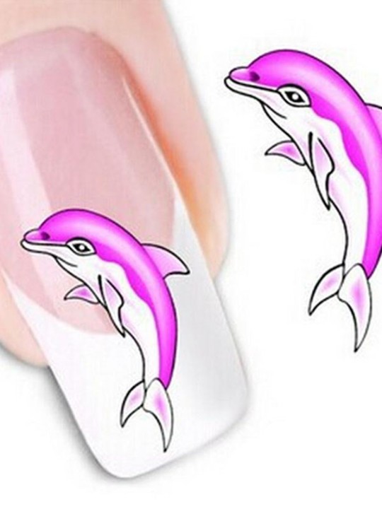 Naisten muoti yhden arkin värikkäät delfiinikynsi-artikkeli tarrat Tarrat