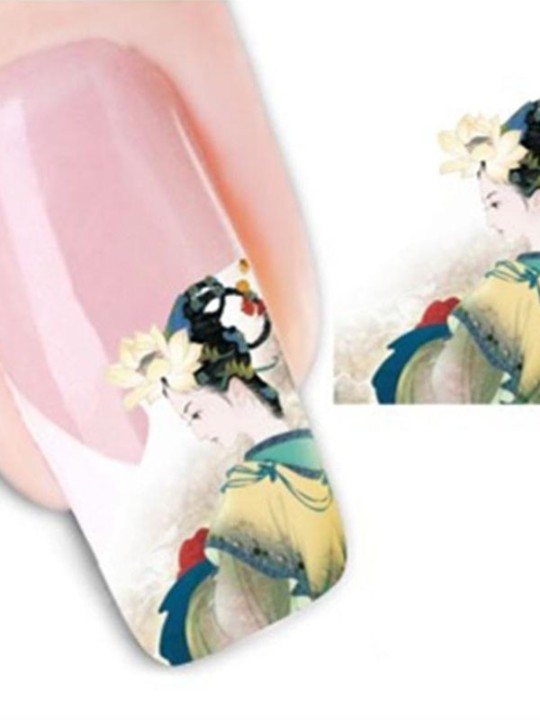 Dammode One Sheet Flerfärgad målning Nail Art Stickers Dekaler Dekorationer