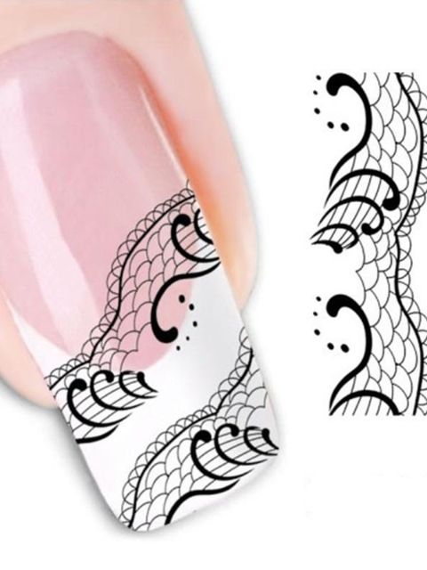 Dammodell Ett ark spetsmönster Nagelkonst Dekaler Dekaler Dekorationer