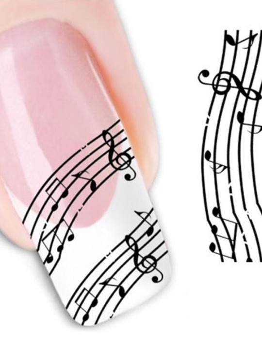 Dammode Ett blad Notat Print Nail Art Stickers Dekaler Dekorationer