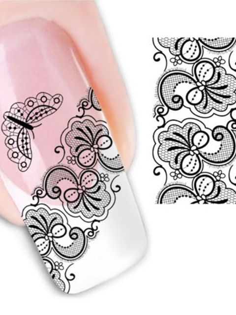 Dammodell Ett ark blommigt tryck Nagelkonst Dekaler Dekaler Dekorationer