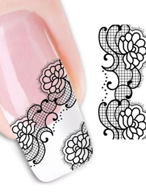 Dammodell Ett ark blommigt tryck Nagelkonst Dekaler Dekaler Dekorationer