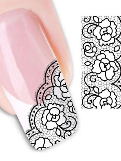 Mode féminine une feuille imprimé floral Nail Art autocollants décalcomanies décorations